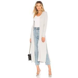 Lovers Friends Cardigan Sweater Davenport Duster Ribbed Knit Boho Gray Size L